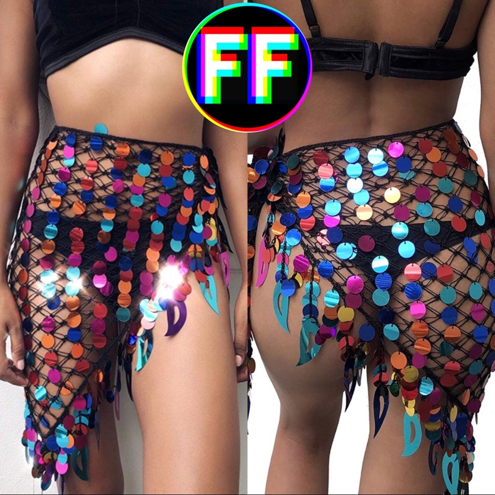 Rainbow Sequin Hip Scarf π - Picture 1 of 8